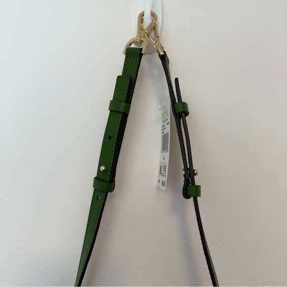 NWT MICHAEL Michael Kors Green Leather Shoulder Strap for Bags with Gold Eyelets - Picture 5 of 6